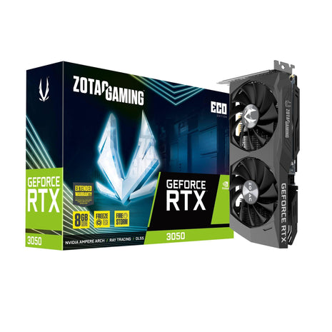 ZOTAC Gaming GeForce RTXTM 3050 ECO Edition 8GB GDDR6 128-bit 14 Gbps PCIE 4.0 Gaming Graphics Card, Active Fan Control, Freeze Fan Stop, ZT-A30500K-10M
