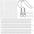 925 Sterling Silver Plated Earring Hooks 150 PCS/75 Pairs,Ear Wires Fish Hooks,500pcs Hypoallergenic Earring Making kit with Jump Rings and Clear Silicone Earring Backs Stoppers (Silver)