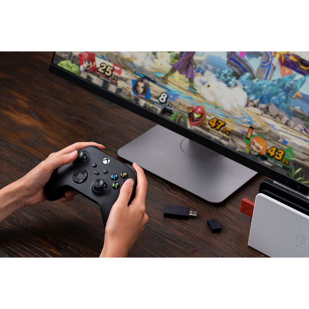 8BitDo Wireless USB Adapter 2 for Switch/Switch 2, Windows PC, Mac & Raspberry Pi, Compatible with Xbox Series X & S Controller, Xbox One Bluetooth Controller, Switch Pro and PS5 Controller (Brown)