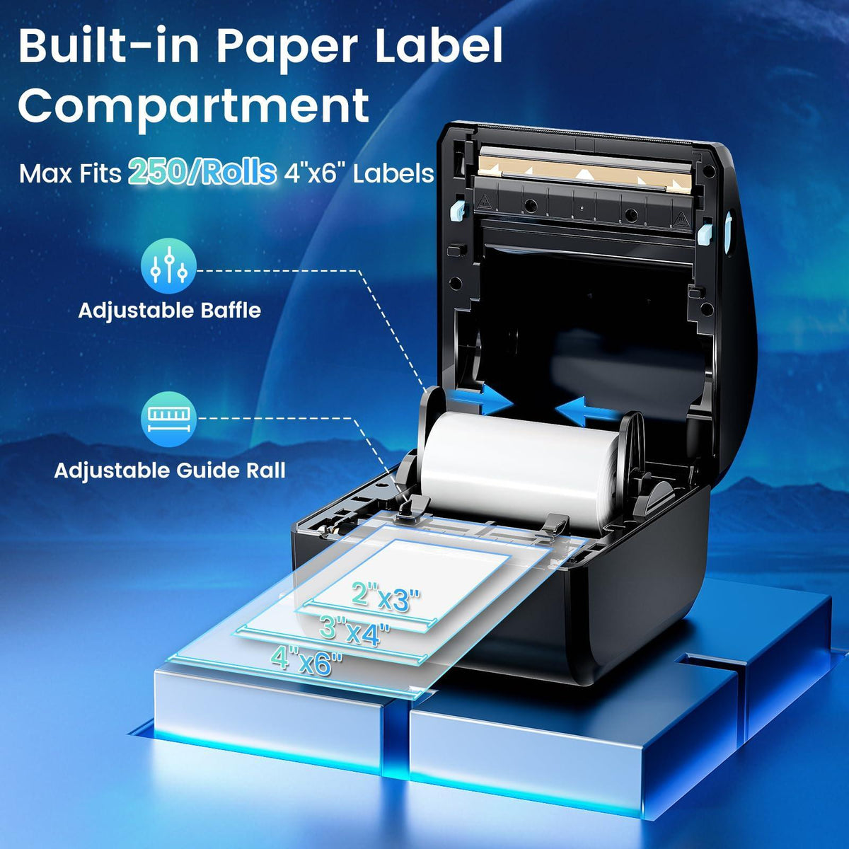 Omezizy Bluetooth Shipping Label Printer 4x6 - D450BT Thermal Label Printer for Shipping Packages, Small Business, Home, Office, Compatible with Amazon, Ebay, Etsy, USPS