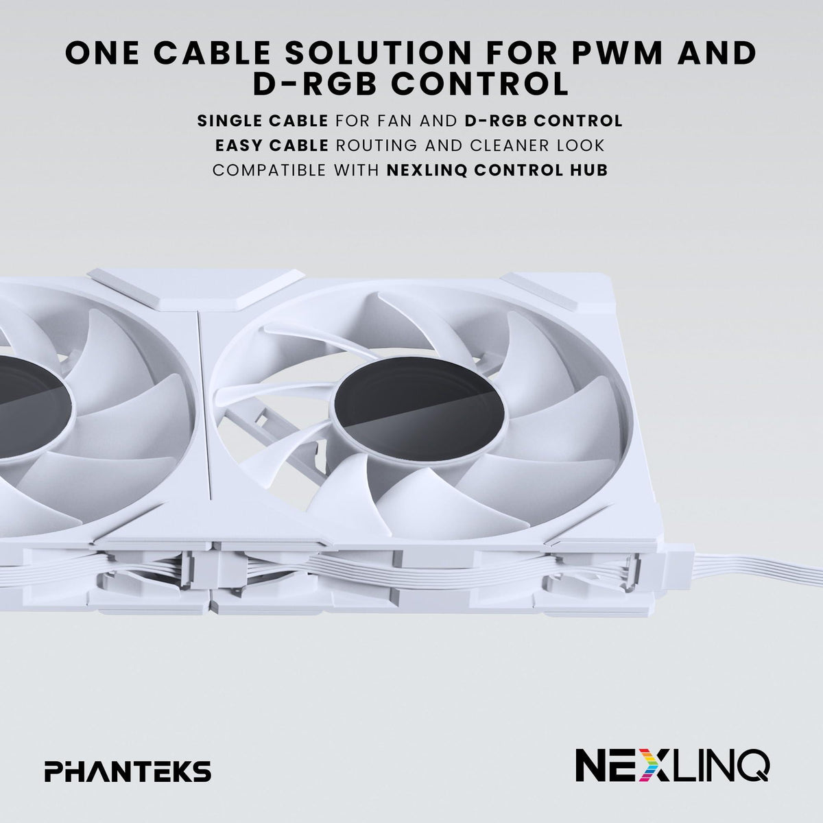 Phanteks M25-120 Gen2, 120mm ARGB High Performance Cooling Fans, Daisy-Chain Unified Fan Frame, Infinity Mirror hub, Single Cable Connection, White