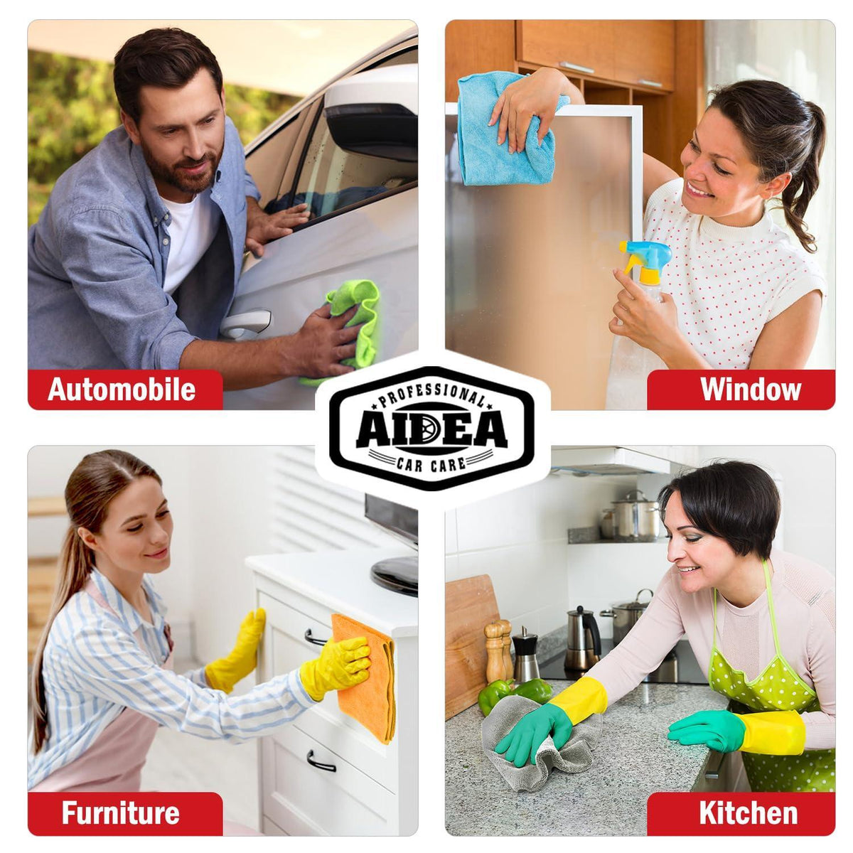 AIDEA Microfiber Cleaning Cloth 24 Pack, Microfiber Towels for Cars, Soft & Absorbent Cleaning Rags, Premium Lint Free Shop Towels for House, Kitchen, Car, 12inx16in