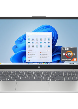 HP 15.6 inch Laptop, HD Touchscreen Display, AMD Ryzen 3 7320U, 8 GB RAM, 256 GB SSD, AMD Radeon Graphics, Windows 11 Home, Natural Silver, 15-fc0399nr