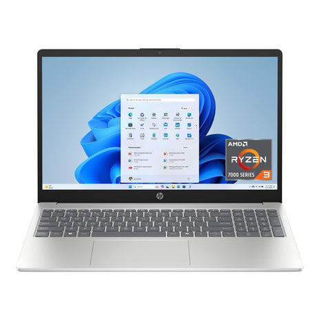 HP 15.6 inch Laptop, HD Touchscreen Display, AMD Ryzen 3 7320U, 8 GB RAM, 256 GB SSD, AMD Radeon Graphics, Windows 11 Home, Natural Silver, 15-fc0399nr