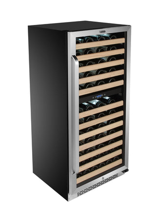 Whynter BWR-0922DZ 92 Built-in or Freestanding Stainless Steel Dual Zone Compressor Large Capacity Wine Refrigerator Rack for Open Bottles and LED Display, Dark Grey