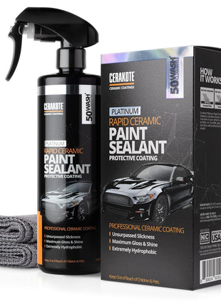 CERAKOTE® Rapid Ceramic Paint Sealant Spray - Ceramic Coating for Cars | 14oz - Ceramic paint sealant, 50+ wash rating. Hydrophobic, high-gloss spray-on protection for car paint.