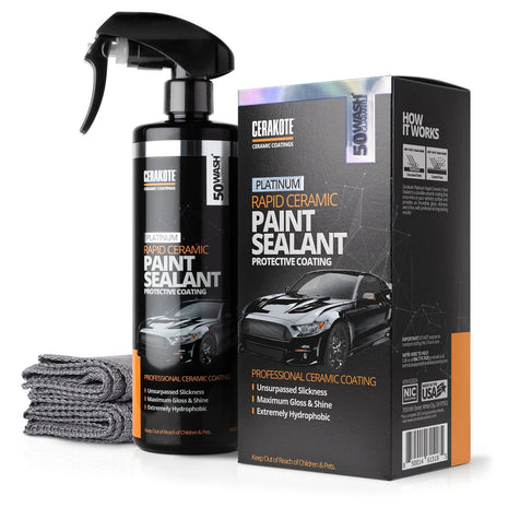 CERAKOTE® Rapid Ceramic Paint Sealant Spray - Ceramic Coating for Cars | 14oz - Ceramic paint sealant, 50+ wash rating. Hydrophobic, high-gloss spray-on protection for car paint.