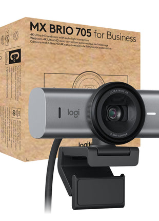 Logitech MX Brio 705 for Business 4K Webcam with Auto Light Correction, Ultra HD, Auto-Framing, Show Mode, USB-C, Works with Microsoft Teams, Zoom, Google Meet - Graphite