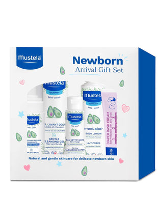 Mustela Newborn Arrival Gift Set - Baby Skincare & Bath Time Essentials - Natural & Plant Based - 5 Items Set