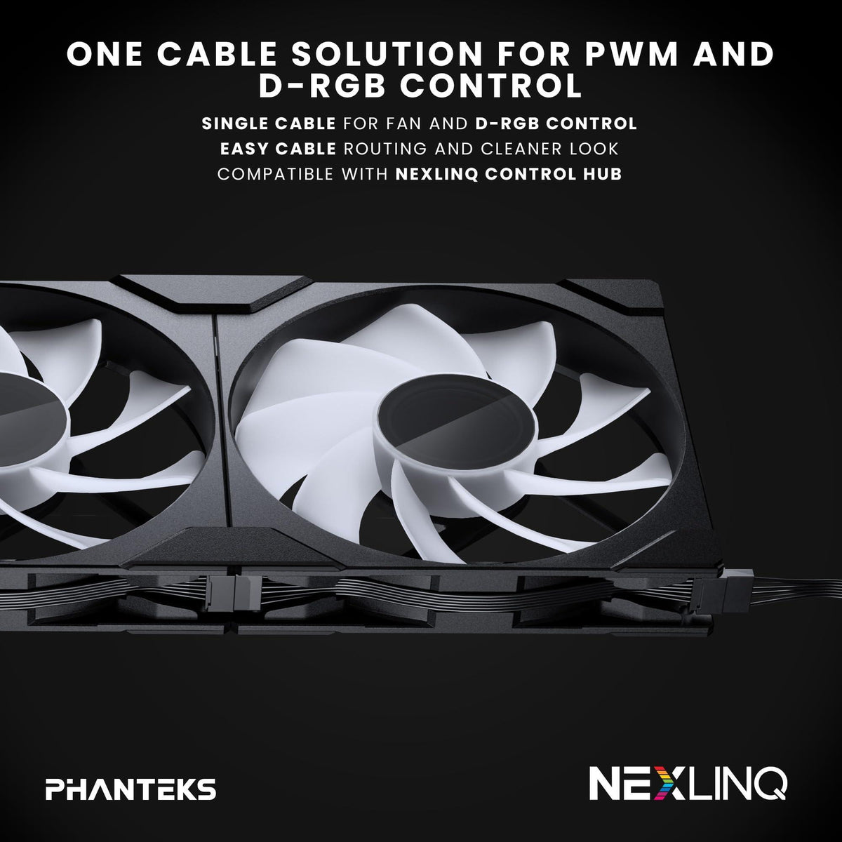 Phanteks M25-140 Gen2 Reversed Blade, 140mm ARGB High Performance Cooling Fans, Daisy-Chain Unified Fan Frame, Infinity Mirror hub, Single Cable Connection, Black