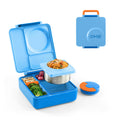 OmieBox Bento Box for Kids   Insulated Bento Lunch Box with Leak Proof Vacuum Insulated Food Jar   3 Compartments, Two Temperature Zones (Blue Sky)