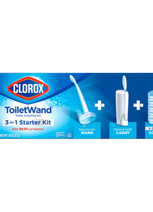 CLOROx Original Toilet Cleaning System, ToiletWand, Storage Caddy, 6 Refill Heads, Dorm Room Essentials