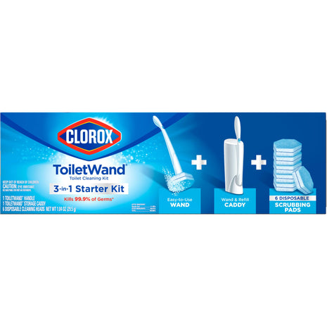 CLOROx Original Toilet Cleaning System, ToiletWand, Storage Caddy, 6 Refill Heads, Dorm Room Essentials