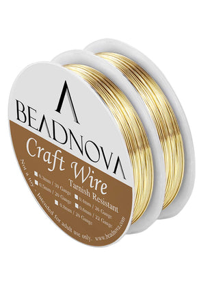 BEADNOVA Bare Copper Wire Tarnish Resistant Jewelry Making Wire (Gold Plated, 22 Gauge)
