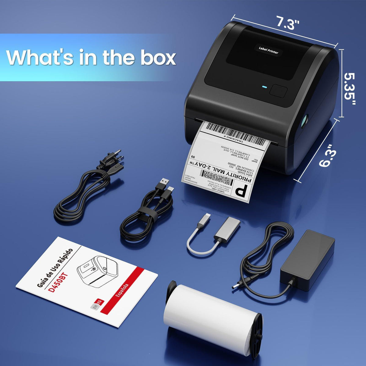 Omezizy Bluetooth Shipping Label Printer 4x6 - D450BT Thermal Label Printer for Shipping Packages, Small Business, Home, Office, Compatible with Amazon, Ebay, Etsy, USPS