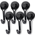 E BAVITE Magnetic Hooks, 30lbs+ Magnet Hook 2025 Cruise Cabin Ship Essentials Heavy Duty Strong Magnets Refrigerator Fridge Hanging for Classroom Beach Vacation Kitchen Grills Home 6pcs (Black)