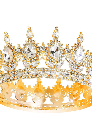Queen Crown Rhinestone Wedding Crowns and Tiaras for Women Costume Party Hair Accessories Princess Birthday Crown Crystal Bridal Crown (Gold White Crown)