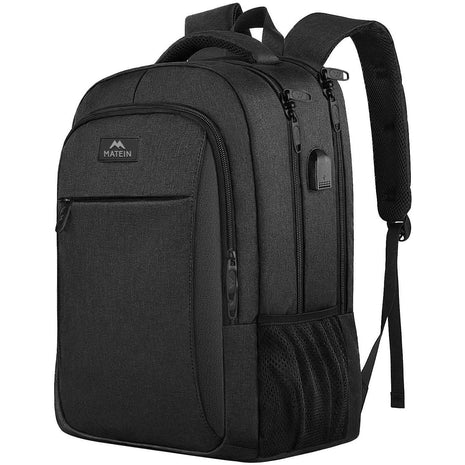 MATEIN Business Laptop Backpack, 15.6 Inch Travel Work Bag for Men Women | Water Resistant Daypack, Personal Item Bag Size, Anti Theft Pocket, Luggage Strap, Computer Backpack for Work College, Black
