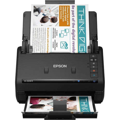 Epson Workforce ES-500W II Wireless Color Duplex Desktop Document Scanner | PC and Mac 50-Sheet Auto Document Feeder 35 ppm Scanning Speed Mobile App Support
