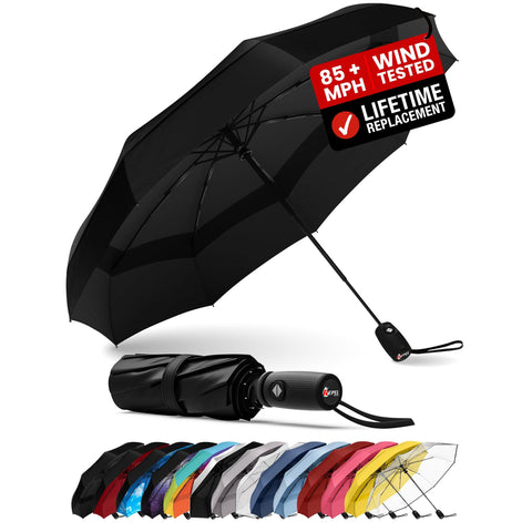 REPEL Windproof Travel Umbrella - Compact & Withstands Winds up to 85MPH, Strongest Premium Auto Folding Umbrella for Rain and Sun - Durable, Light & Portable for Women & Men, Fits Backpack & Cars