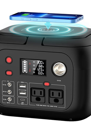 ENOFLO Portable Power Station 300W, 228Wh Solar Generator with 110V Pure Sine Wave AC Outlet, Backup Lithium Battery Generator for CPAP Outdoor RV Camping Emergency Home Use