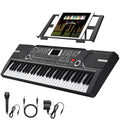 61 Key Keyboard Piano, Portable Electronic Keyboard Piano for Beginners with Speakers, Microphone, Sheet Music Stand, 100 Voices, 100 Rhythms, Digital Music Keyboard for Beginners