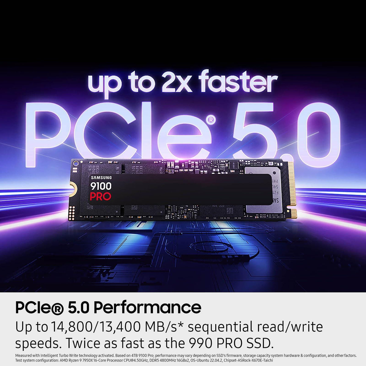 Samsung SSD 9100 PRO 2TB, PCIe 5.0x4 M.2 2280, Seq. Read Speeds Up to 14,800MB/s, Best for AI Computing, Gaming, and Heavy Duty Workstations (MZ VAP2T0B/AM)
