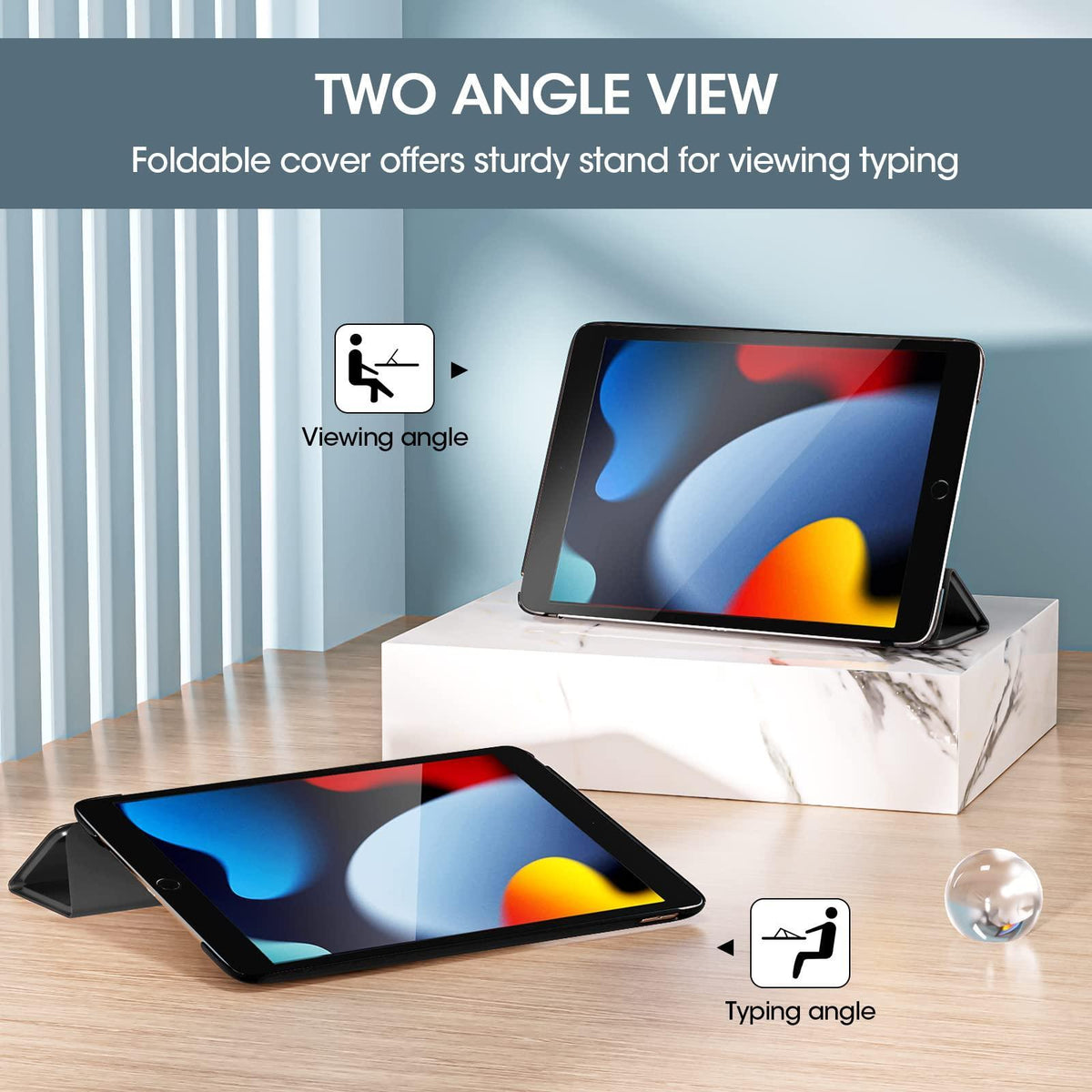 ProCase for iPad 9th/ 8th/ 7th Generation Case 10.2 Inch (2021/2020/2019 Release), 10.2 iPad Case 9th/ 8th/ 7th Gen Cover, Slim Smart Cover with Translucent Hard Shell Back -Black