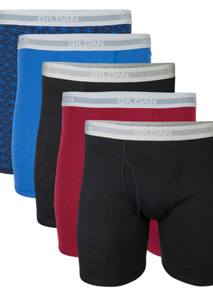 Gildan Men's Underwear Boxer Briefs, Multipack, Mixed Blue/Grey (5-Pack), Large
