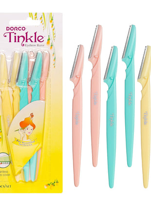 Tinkle Dermaplaning Tool 6ct, Dermaplane Razor for Women, Safe and Easy Peach Fuzz Remover, Eyebrow Trimmer with Protective Cover, Stocking Stuffers