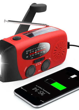RunningSnail Emergency Hand Crank Radio With LED Flashlight For Emergency, AM/FM NOAA Portable Weather Radio With 2000mAh Power Bank Phone Charger, USB Charged & Solar Power For Camping, Emergency