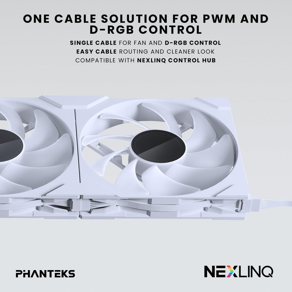 Phanteks M25-140 Gen2 Triple Pack, 3X 140mm ARGB High Performance Cooling Fans, Daisy-Chain Unified Fan Frame, Infinity Mirror hub, Single Cable Connection, White