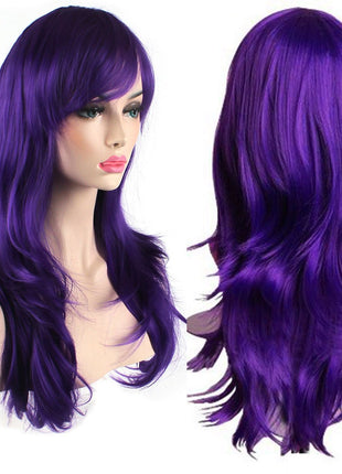 Akstore 28 inch Fashion Wigs Long Wavy Curly Hair Cosplay Wig (Purple)