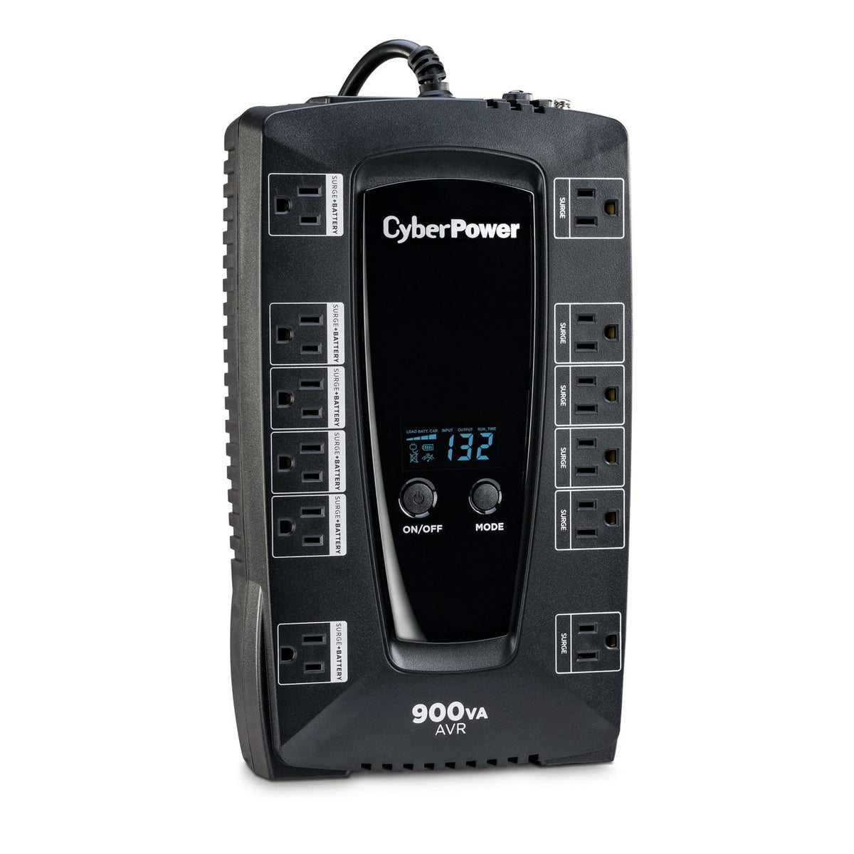 CyberPower AVRG900LCD Intelligent LCD UPS System, 900VA/480W, 12 Outlets, AVR, Compact