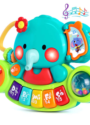 Baby Piano Toys 6-12 Months, Elephant Piano Keyboard Newborn & Infant Toys | Light Up Musical Toddler Toys for 1 Year Old Boy Girl, Christmas & Birthday Gifts For 12-18 Months, 6 7 8 9 Month Old Toys