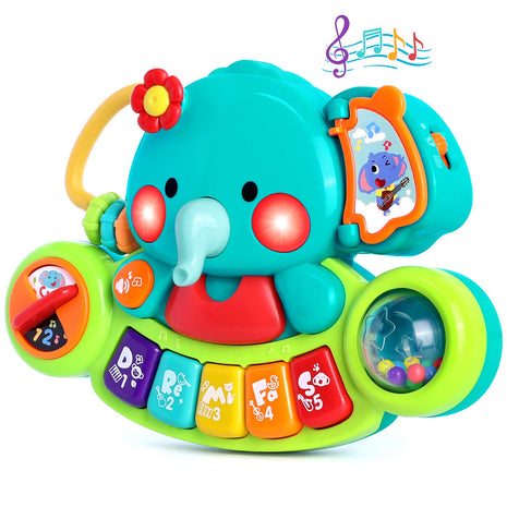 Baby Piano Toys 6-12 Months, Elephant Piano Keyboard Newborn & Infant Toys | Light Up Musical Toddler Toys for 1 Year Old Boy Girl, Christmas & Birthday Gifts For 12-18 Months, 6 7 8 9 Month Old Toys