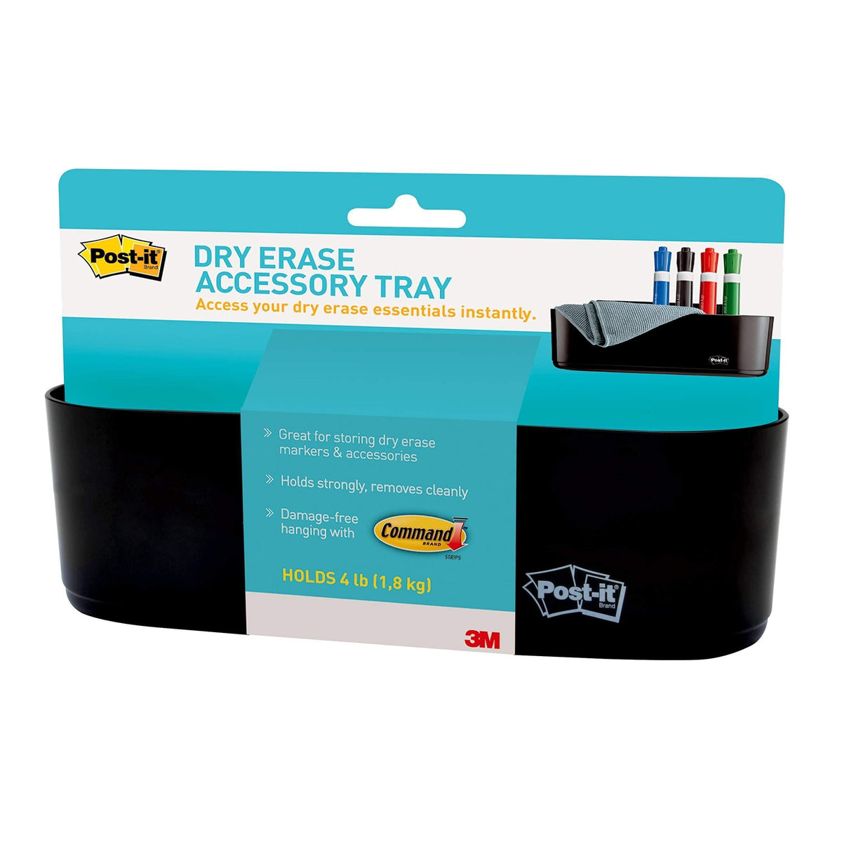 Post-it Dry Erase Accessory Tray, 8.5 X 3 X 5.25, Black