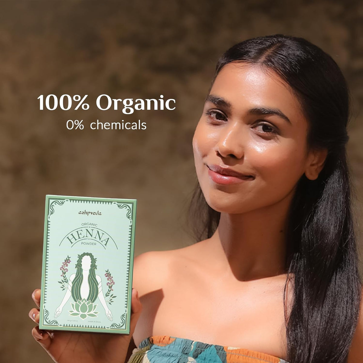 Ashpveda Organic Henna Powder Hair Colour - Triple Refined, Sun Dried, Natural & Herbal Premium Henna Powder with Shikakai and Bhringraj | No Ammonia, No Chemical | Nourishes Hair and Scalp (100 gm)