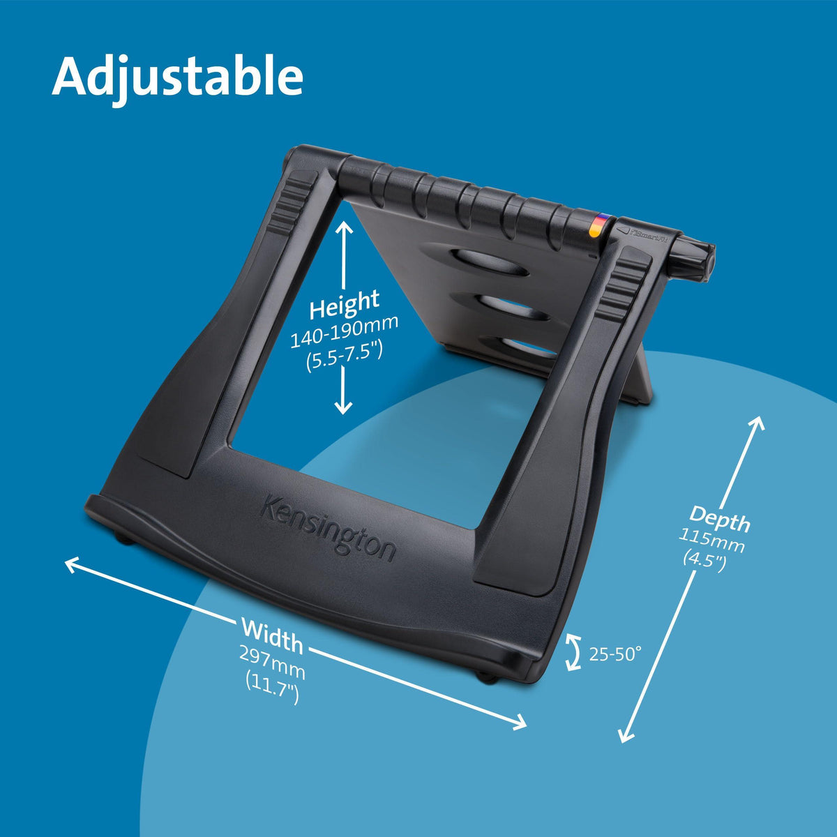 Kensington Portable Laptop Stand, Height Adjustable Foldable Laptop Riser for Laptops Up to 17", Light Weight Collapsible Stand for MacBook Air/Pro, Dell XPS, Lenovo, HP Elitebook, Black K52788WW