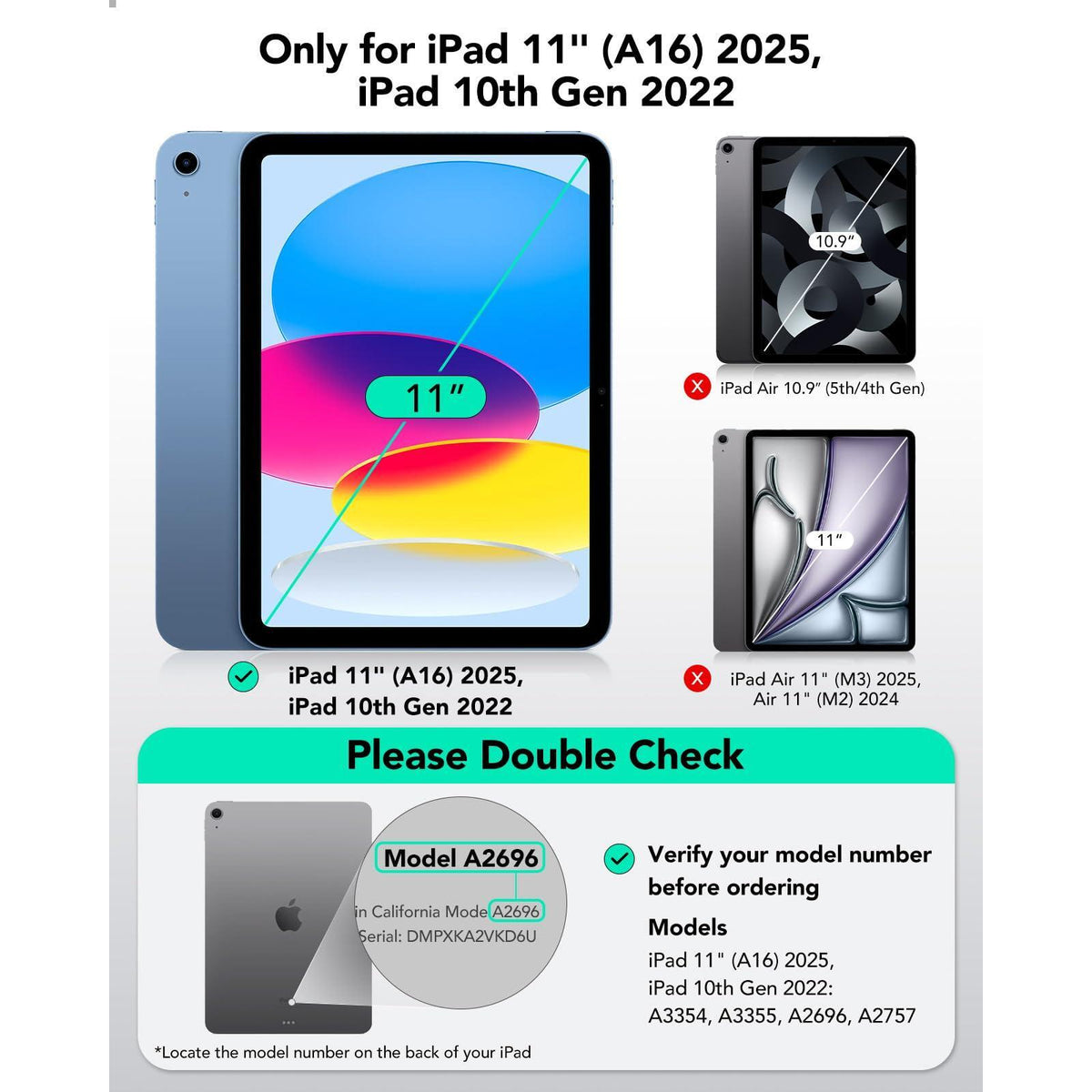ESR 2 Pack Screen Protector for iPad A16 11th/10th Generation (11 Inch/10.9, 2025/2022), 9H Tempered Glass Film Guard with Alignment Frame, Anti-Scratch, Bubble Free, HD Clarity, Apple Pencil Support
