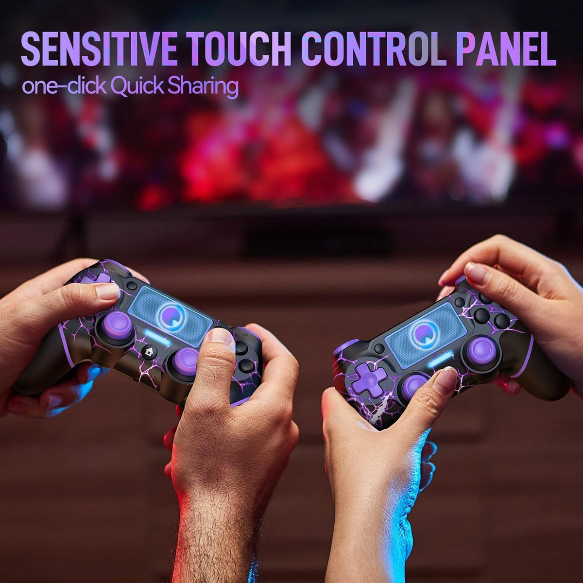 VidPPluing Wireless Controller for PS4/Pro/Slim Consoles, Game Controller with 6-Axis Motion Sensor/Share Function/Charging Cable - Lightning