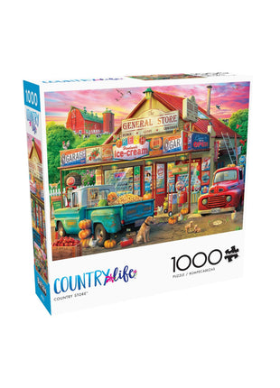 Buffalo Games - Country Store - 1000 Piece Jigsaw Puzzle for Adults | Made in USA, Recycled Board, Finished Size 26.75 x 19.75 in, Includes Poster, Giftable, Frameable Art