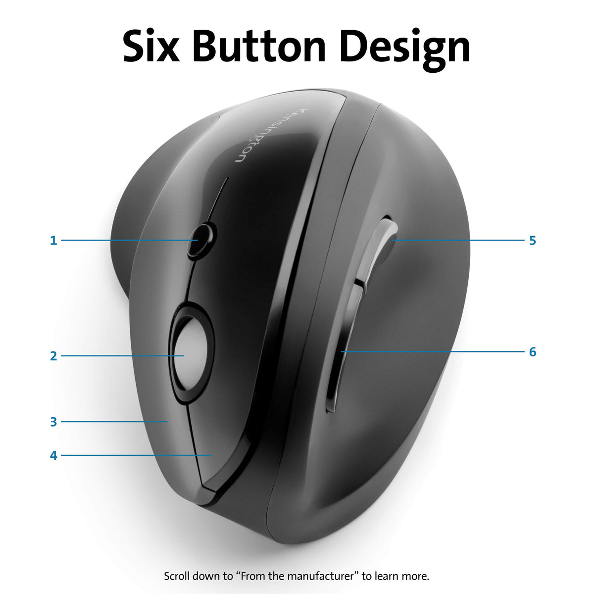 Kensington Pro Fit Ergo Vertical Wireless Mouse- Black (K75501WW), 2.8"x3"x4.4"