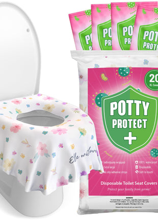 Eli with Love 20 Pack Extra Large Disposable Toilet Seat Cover (Floral) – Toddler Toilet Covers for Full Coverage On Toilet or Potty – Ideal Travel Toilet Seat Covers for Kids and Adults