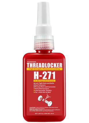 ESKONKE Red Thread Locker 271 Nuts & Bolts Locker High Strength Permanent Locking 1.69 Fl oz Threadlocker Lock Tight & Seal Fasteners Anaerobic Curing Metal Glue (271)