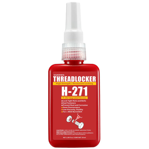 ESKONKE Red Thread Locker 271 Nuts & Bolts Locker High Strength Permanent Locking 1.69 Fl oz Threadlocker Lock Tight & Seal Fasteners Anaerobic Curing Metal Glue (271)