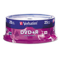 Verbatim 95033 DVD+R Discs, 4.7GB, 16x, Spindle, Silver, 25/Pack