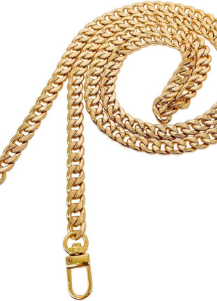 Model Worker 47 inch DIY Iron Flat Chain Strap Handbag Chains Accessories Purse Straps Shoulder Cross Body Replacement Straps, with Metal Buckles (Gold)