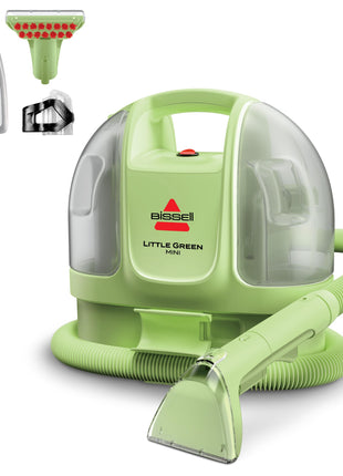 BISSELL Little Green Mini Portable Carpet and Upholstery Deep Cleaner, Car/Auto Detailer, with HydroRinse Self Cleaning Tool and 4 inch Tough Stain Tool, Tea Green, 4075