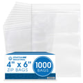Spartan Industrial - 4” X 6” (1000 Count) 2 Mil Clear Reclosable Zip Plastic Poly Bags with Resealable Lock Seal Zipper